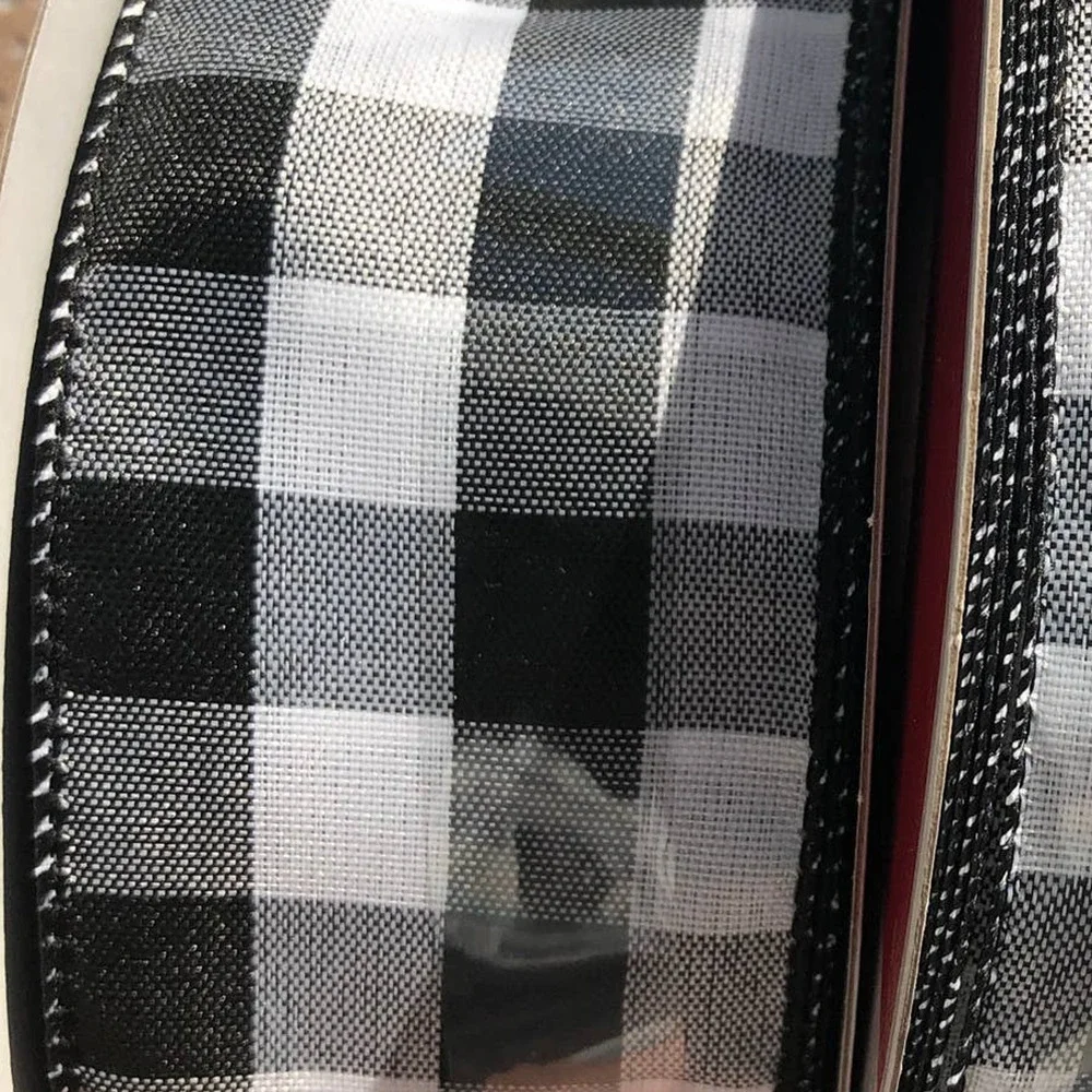 NWT 1 Celebrate It Checkered Wired Jumbo Ribbon Black/White Rolls